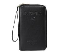 DAITET Passport Holder PU Leather Wallet for Men & Women, RFID Blocking Travel Wallet, Passport Holder Card Slots Document Organizer Wrist Strap (Black)
