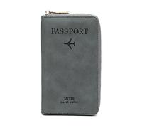 DAITET Passport Holder Wallet for Men & Women, RFID Blocking Travel Wallet, Passport Holder Card Slots Document Organizer Wrist Strap (Dark Grey)