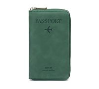 DAITET Passport Holder Wallet for Men & Women, RFID Blocking Travel Wallet, Passport Holder Card Slots Document Organizer Wrist Strap (Green)