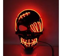 DAIVARNING Halloween LED Mask Skull Light Ghost Mask Horror Halloween Cosplay Skeleton Mask Luminous Neon Scary for Adults Men Women (G)