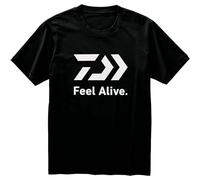 Daiwa Feel Alive Black Fishing Mens T Shirt Short Sleeve Sun Protection 50+ UPF Black Size L