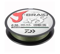 Daiwa J-Braid 8 Braid 0.20mm, 13.0kg / 29.0lbs, 300m dark green, round braided fishing line