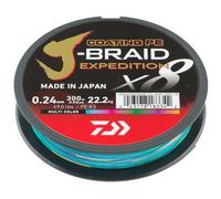 DAIWA J-Braid Expedition X8E, 0.24mm, 22.2kg/49.0lbs, 300m, Multi-Color, Braided Fishing Line, 12552-124