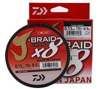 Daiwa J-Braid Grand 8 Strand Braid, Diameter: 0.13mm, Length: 135m, Colour: Dark Green, Weight: 19lb