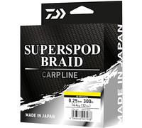 DAIWA Superspod Braid, 300m, 0.25mm, 14.40kg, 32.0lb, Braided Fishing Line, Hi-Vis Yellow