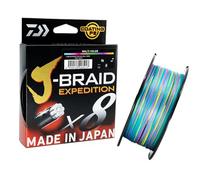 Daiwa Tresse 8 Brins J-Braid Expedition - 300m - PE.2.5 - D.0.22mm - R.19.5kg-43lb - Multicolore - 12552122 - Equipement pour la peche sportive