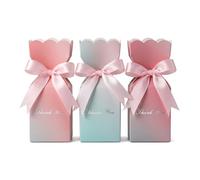 DAIWEIS 50 Pack Thank You Gradient Gift Boxes, Elegant Favor Boxes with Ribbon and Hot Stamping, Wedding Favor Boxes for Party Birthday, Heavy Duty Cardboard Small Gift Boxes
