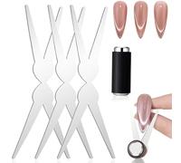 DAIXIANGER 4PCS Cat Eye Nail Magnet Set, 2 in1 Scissor-Shaped Nail Magnet Tool, 3D French Tip Effect Cat Eye Gel Nail Polish Magnetic for Nail Art DIY, Home, Salon & Studio Manicure