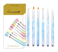 DAIXIANGER 6Pcs Nail Art Brush Set - Professional Ombre, Liner & Builder Gel Brushes for Salon & DIY Manicure, UV Gel Application Tools for Gradient, French Tips & Nail Extension-Blue