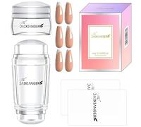 DAIXIANGER French Nail Stamper Kit, Double-End Clear Silicone Nail Stamper with Scraper, Long & Short Nail Stamps, 2 in 1 French Tip Nail Art Tool for Manicure DIY