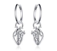 Daixiya 925 Sterling Silver Heart Shape Anatomical Earrings Gothic Accessories Heart Shape Anatomical Hoop Earrings Women Jewelry White Gold Plated No Stones