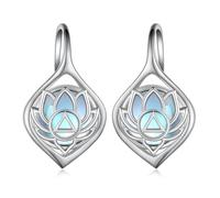 Daixiya Irish Celtic Earrings 925 Sterling Silver Moonstone Celtic Knot Clover Lotus Rose Sunflower Filigree Faith Crystal Leverback Ireland Jewelry Gifts for