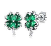 Daixiya St Patricks Day Clover Earrings 925 Sterling Silver Four Leaf Clover Irish Jewelry Gifts for Women Girls