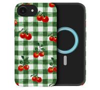 DAIZAG Case Compatible with iPhone 16e,[Compatible with MagSafe],Shockproof Protective Phone Case for Girl Women - Green Red Checkerboard Tomatoes Watercolor