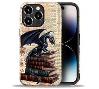 DAIZAG Case for iPhone 14 Pro Max, Dragon Fantasy Book Literary Lover Full-Body Design Hybrid Dual Protection Soft TPU + Hard PC Shockproof Scratch-Resistant Protective Cover Phone Case for Men Women