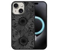 DAIZAG Case for iPhone 15, [Durable Shockproof Protective Magnetic Cover] [Compatible with MagSafe],Blooms Sunflower Floral