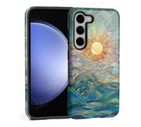 DAIZAG Case for Samsung Galaxy S24 [Sun Rays Ocean Waves Stained Glass Full Body Design] - Hybrid Dual Protection Soft TPU + Hard PC, Shockproof & Scratch-Resistant Protective Case for Men Women