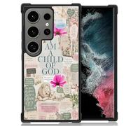 DAIZAG Case for Samsung Galaxy S24 Ultra,Four Corners Bumpers Anti-Slip Shock Absorbing Protective Case for Girls Boys-God Bible Collage