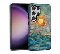 DAIZAG Case for Samsung Galaxy S24 Ultra [Sun Rays Ocean Waves Stained Glass Full Body Design] - Hybrid Dual Protection Soft TPU + Hard PC, Shockproof & Scratch-Resistant Protective Case for Men Women