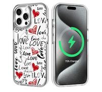DAIZAG Magnetic Case for iPhone 15 Pro Max,Love Creativity Design On Clear Base,Compatible with MagSafe,Shockproof Military Grade Protection Cover Phone Case for Men Boys Woman Girls