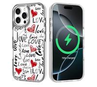 DAIZAG Magnetic Case for iPhone 16 Pro Max,Love Creativity Design On Clear Base,Compatible with MagSafe,Shockproof Military Grade Protection Cover Phone Case for Men Boys Woman Girls