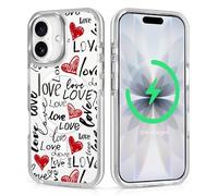 DAIZAG Magnetic Case for iPhone 17,Love Creativity Design On Clear Base,Compatible with MagSafe,Shockproof Military Grade Protection Cover Phone Case for Men Boys Woman Girls
