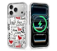 DAIZAG Magnetic Case for iPhone 17 Pro,Love Creativity Design On Clear Base,Compatible with MagSafe,Shockproof Military Grade Protection Cover Phone Case for Men Boys Woman Girls