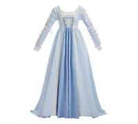daizbella Renaissance Costume Women Medieval Renaissance Court Dress with Detachable Sleeves Retro Square Neck