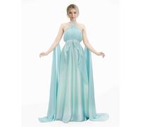 daizbella Renaissance Fairy Dress Elf Cosplay Dress Halter Vintage Medieval Costume with Detachable Cape