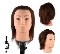 DaizySight Brown Barber Mannequin Head Male 100% Human Hair for Cutting | Male Haircut Practicing Head with Thick Hair, Hairdresser Manikin Doll Head for Training Hair Styling (13.8 Inches)