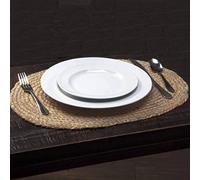 DAJAMAI Jute Woven Oval Placemats Set of 6, Brown Plate Charger 12x16 inches Jute Heat Resistant Non-Slip Weave Place mats Farmhouse Straw Braided Rattan Tablemats Wicker Placemats for Dining Table