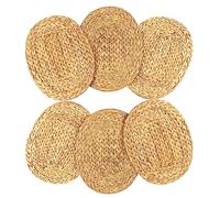 DAJAMAI Oval Woven Placemats Set of 6, Natural Water Hyacinth Charger Plates Non-Slip Weave Placemats Farmhouse Straw Braided Rattan Tablemats, Oval Wicker Place Mats for Dining Table