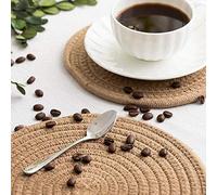 DAJAMAI Round Woven Placemats Set of 4, Natural Jute Woven Place Mats 13inches Boho Tablemats Straw Braided Placemats, Non-Slip Heat Resistant Hand Woven Chargers Plate for Dining Table