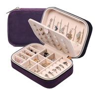 Dajasan Travel Jewellery Box,Small Jewelry Organiser Storage Case for Necklace Rings Bracelets Earrings Velvet Jewellery Gift Box Girls Women(Deep Purple)