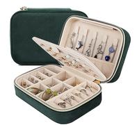 Dajasan Travel Jewellery Box,Small Jewelry Organiser Storage Case for Necklace Rings Bracelets Earrings Velvet Jewellery Gift Box Girls Women (Green)