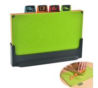 DAJASD Chopping Board Set, 4PCS Plastic Index Chopping Boards with Storage Stand and Food Icons, Sided Colour Coded Chopping Board Set, Multipurpose Non Slip Cutting Boards for Kitchen - BPA-Free