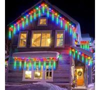 DAJASD Christmas Lights Meteor Shower Rain Light, 30cm 20 Tubes Falling Rain Drop String Lights, Waterproof Icicle Snow Fall String Lights with UK Plug, for Christmas Parties, Garden, House,Colorful