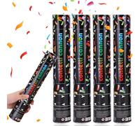 DAJASD Confetti Cannons Black, 4PACK 40CM Multicolor Party Popper, 6M Effect Height, Large Biodegradable Confetti Cannon for Birthday, Weeding, Christmas, Party, Pranks, Graduation Celebration