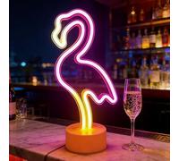 DAJASD Flamingo Lights, Flamingo Neon Lights, USB Charging/Battery Powered Neon Night Light, LED Neons Light Sign Wall Decoration for Bedroom Birthday Party Valentines Gift (Three Colors Flamingos)