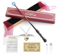 DAJASD H-arry P-otter Magic Wand, 5PCS USB Rechargeable Light Up H-arry P-otter Wand with Snitch Necklace, 38CM Magic Wizard Wand with Realistic Details for Toys Fans, Costume Accessory Collectables