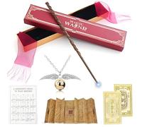 DAJASD Hermione Granger Magic Wand, 38CM USB Rechargeable Light Up Hermione Granger Wand with Snitch Necklace, 5PCS Magic Wizard Wand with Realistic Details for Fans, Costume Accessory Collectables