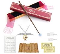 DAJASD Magic Wand, 38CM USB Rechargeable Light Up Wand with Snitch Necklace, 5PCS Magic Wizard Wand with Realistic Details for Girls Toys Fans, Dress-up Costume Accessory, Collectables, Toys