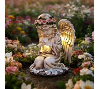 DAJASD Solar Angel Garden Statue, 20.5CM Waterproof Guardian Angel Figure with LED Light, Angle Solar Lights Outdoor Garden Ornament, Solar Garden Ornaments Outdoor for Patio Yard Grave Decoration