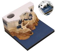 DAJASD Time Piece Calendar, 3D Calendar 2026 with LED Light, 3D Desk Calendar Paper Carving Art Memo Pad Notepad, Desk Calendar Magic Castle for Home Office Decoration Gift