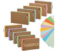 DAJAVE 10 Pack Flash Cards, 1000 Sheets Revision Cards A7 Index Card with Ring Binder 10 Colours Lined Study Cue Card for School, Office and Home