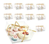 DAJAVE 10 Pcs Cupcake Boxes, 6 Hole Bento Cake Box with Cupcakes