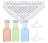 DAJAVE 100 Pack Mini Shot Bottles with Lids 25ml Miniature Alcohol Bottles, Reusable Small Plastic Bottle Empty Mini Bottle for Wedding Favour, Party - with Funnels