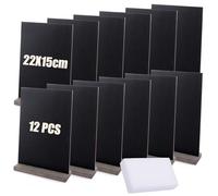 DAJAVE 12 Pcs 22x15cm Mini Chalkboard Signs, Double Sided Small Chalk Boards with Stands Small Blackboard Signs Tabletop Blackboards for Pricetags, Weddings, Party, with Eraser