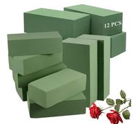 DAJAVE 12 Pcs Floral Foam Block Wet Florist Foam Block Flower Arranging Foams for Artificial Fresh Flowers, Rectangle Green Flower Sponge Foams Blocks for DIYs, Arts, Crafts, Wedding
