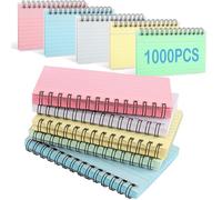 DAJAVE 20 Pack Flash Cards 1000 Sheets Revision Cards Spiral Bound Flashcards for Revision Index Card 5 Colors Lined Study Cue Card for School, Office and Home (5x3 inch)